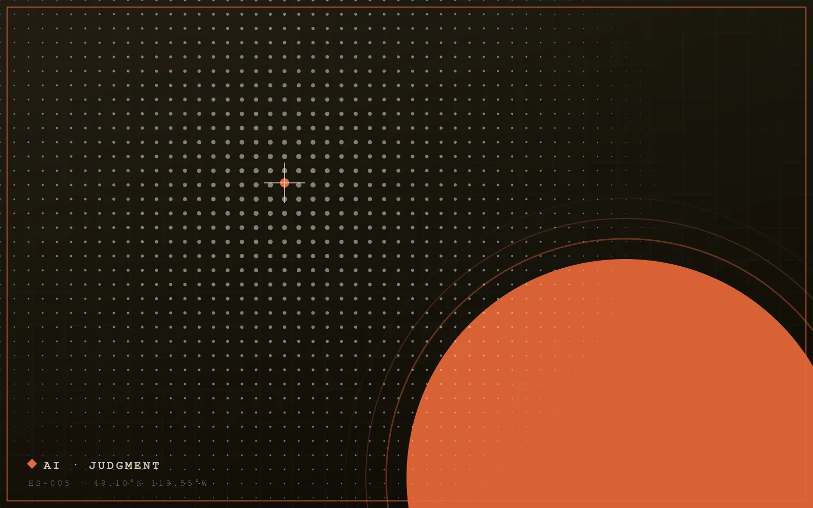 Abstract artwork: a rising orange signal disc over a cream halftone field.